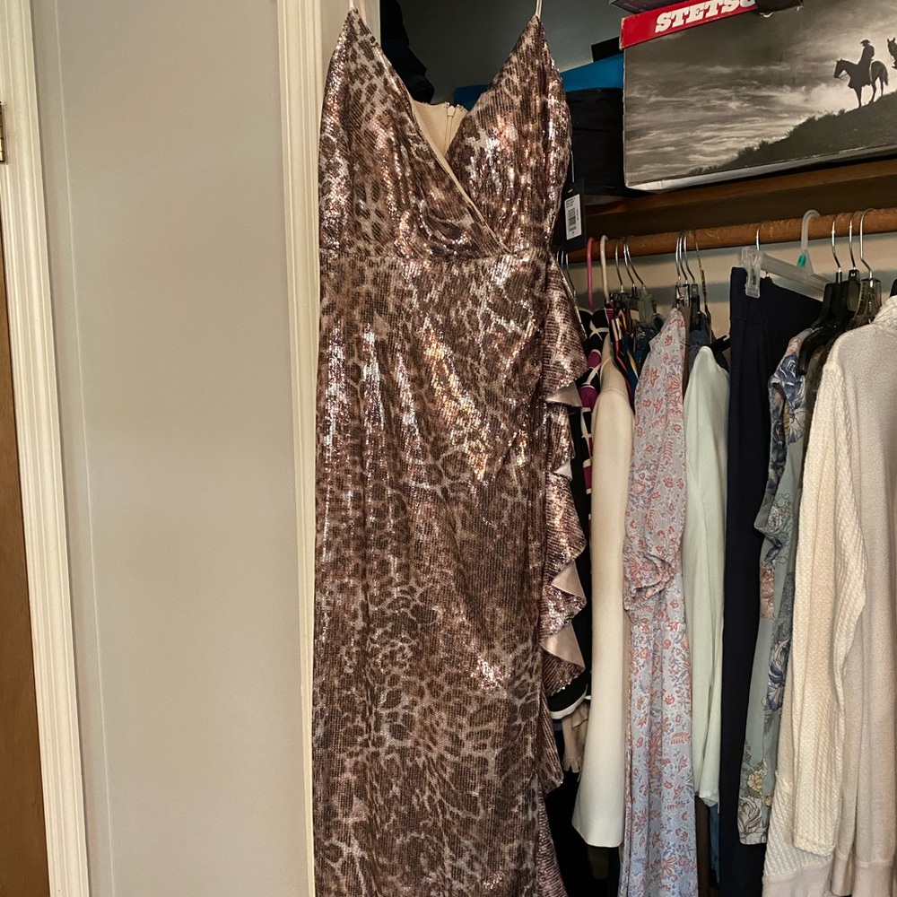 Animal print sequin cocktail dress